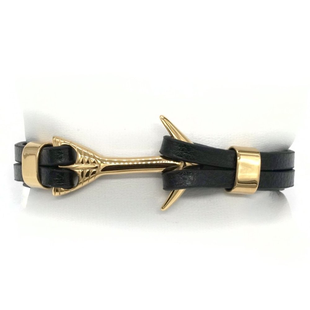 🎉HOSTESS PICK🎉 Mens Gold Arrow Head Clasp Leather Bracelet. - Picture 3 of 5